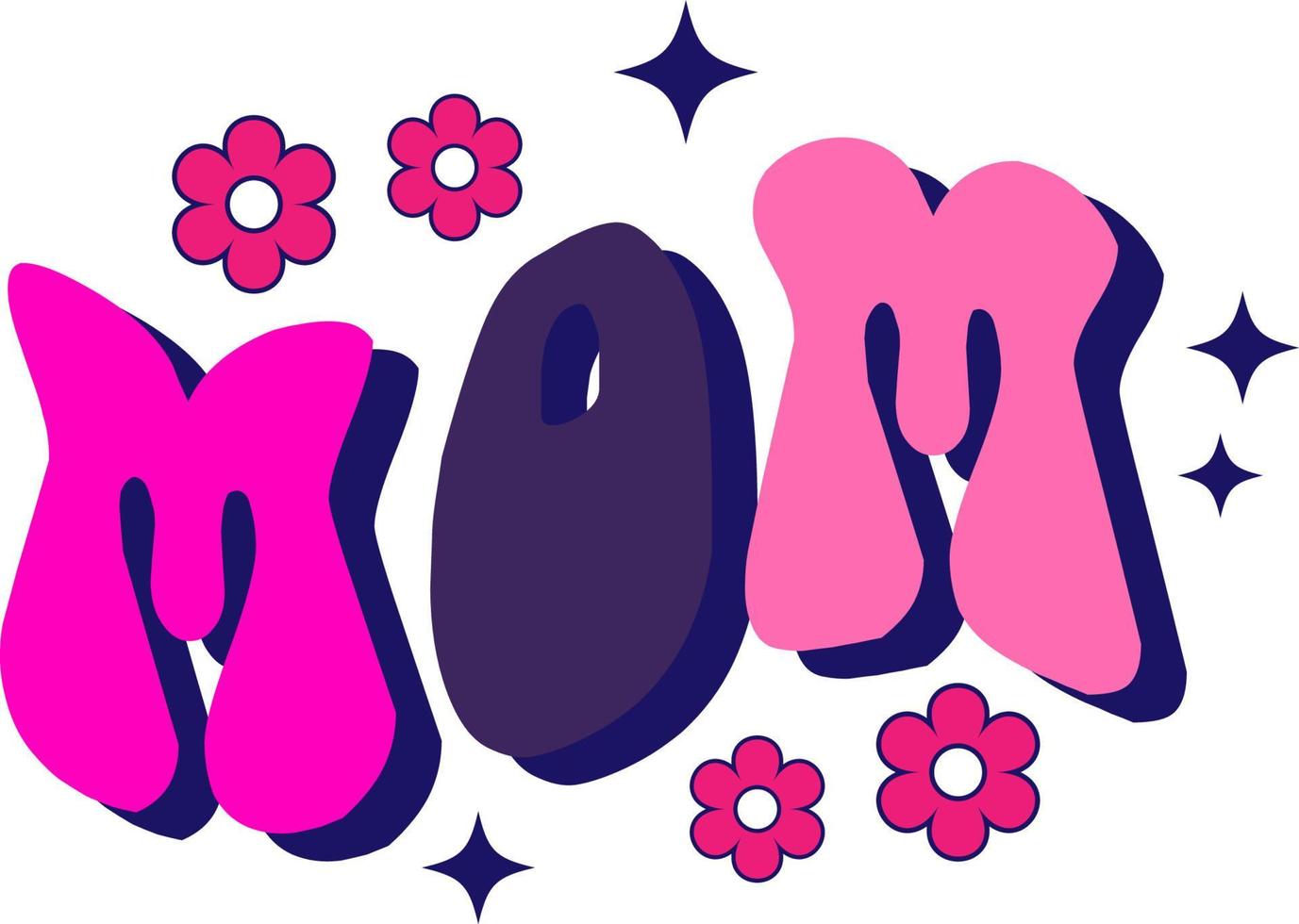 mom colorful groovy style lettering t shirt design vector