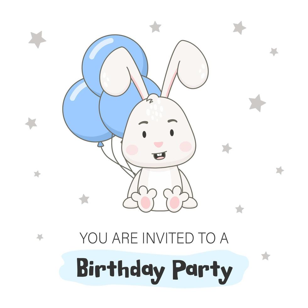 Baby birthday party invitation template. vector