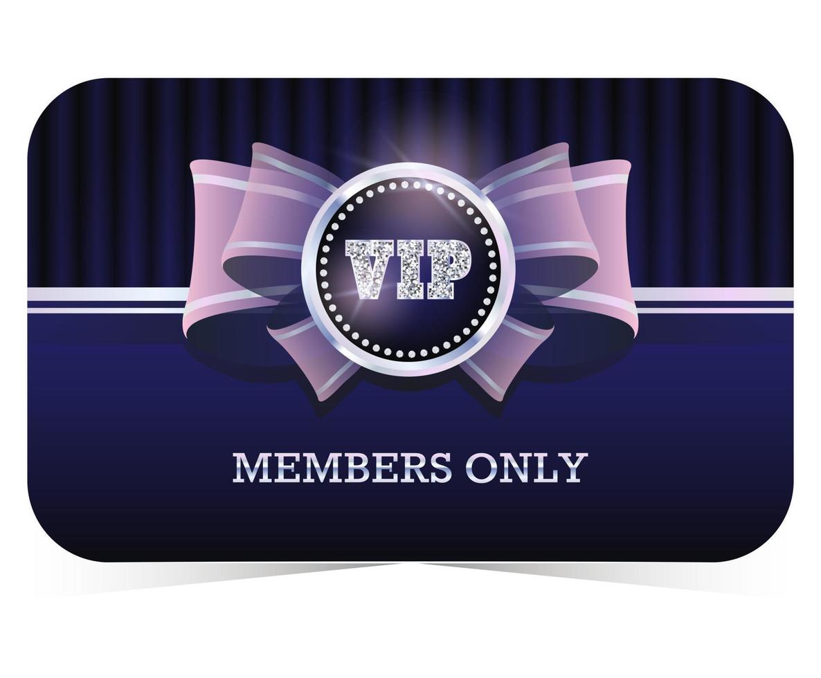 Members only. VIP card design template. Design with diamonds on luxury dark blue background. vector