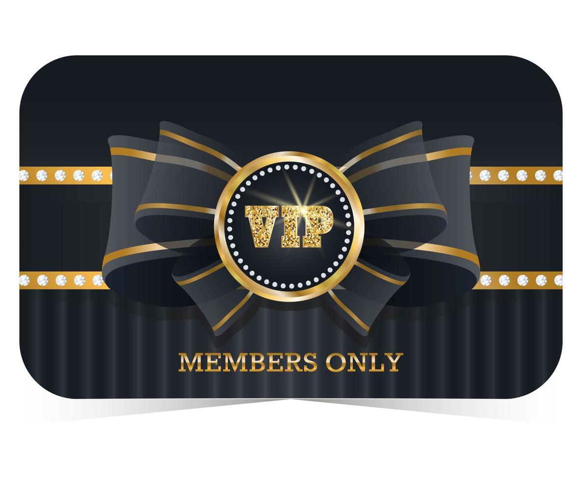 Members only. VIP card design template. Design with diamonds on luxury black background. vector