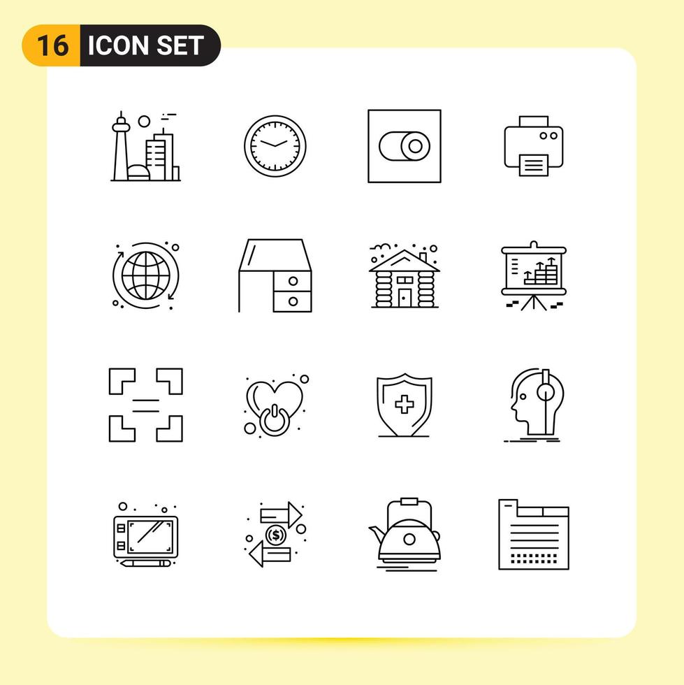 Group of 16 Modern Outlines Set for web printed wall print toggle Editable Vector Design Elements