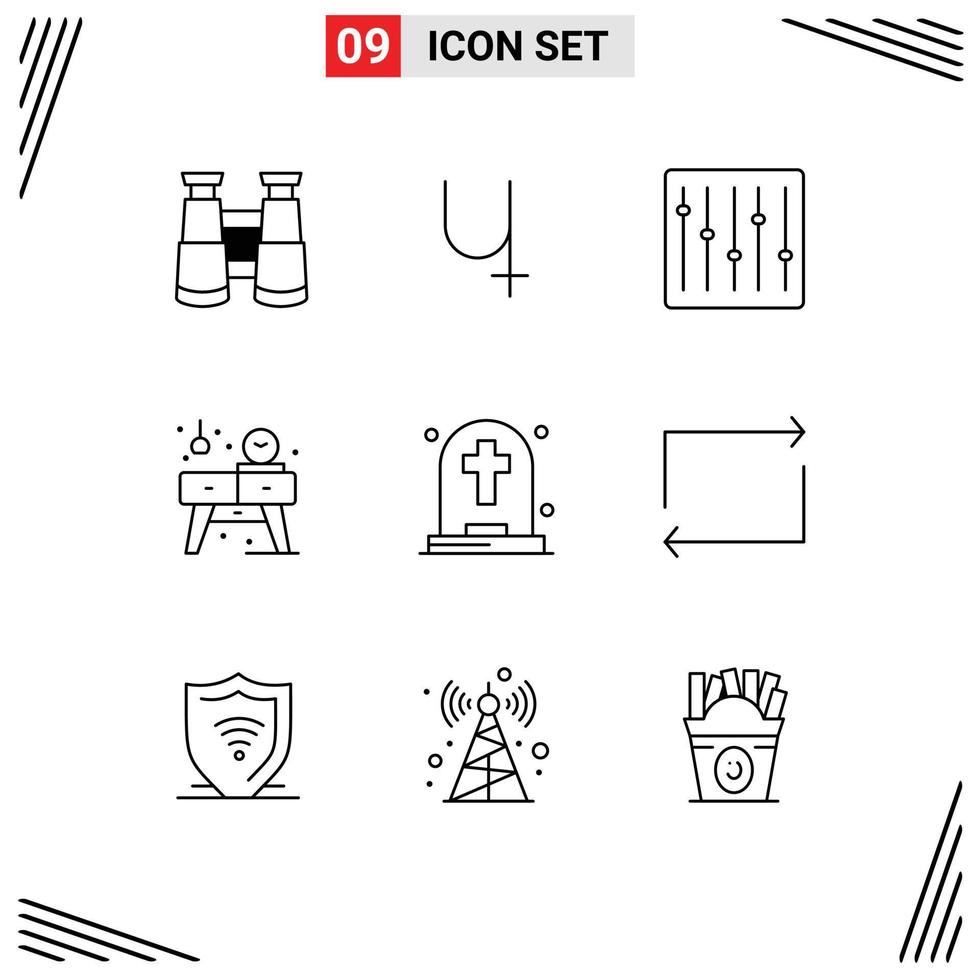9 Universal Outlines Set for Web and Mobile Applications halloween dead devices watch living Editable Vector Design Elements