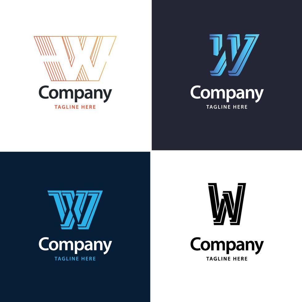 Letter W Big Logo Pack Design Creative Modern logos design for your business vector