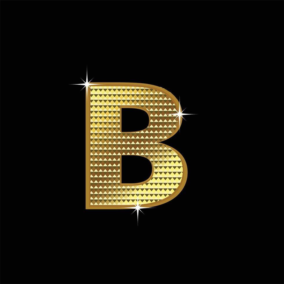 Gold letter B vector font type for logo or icon design