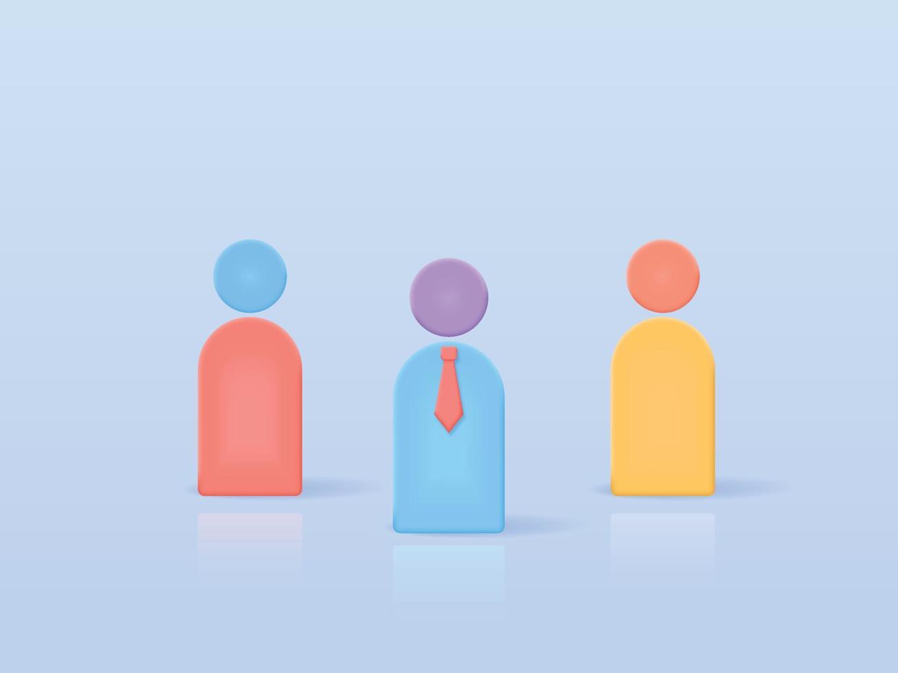 3D people leadership symbol of teamwork. Problem-solving, business leadership connection to people concept vector