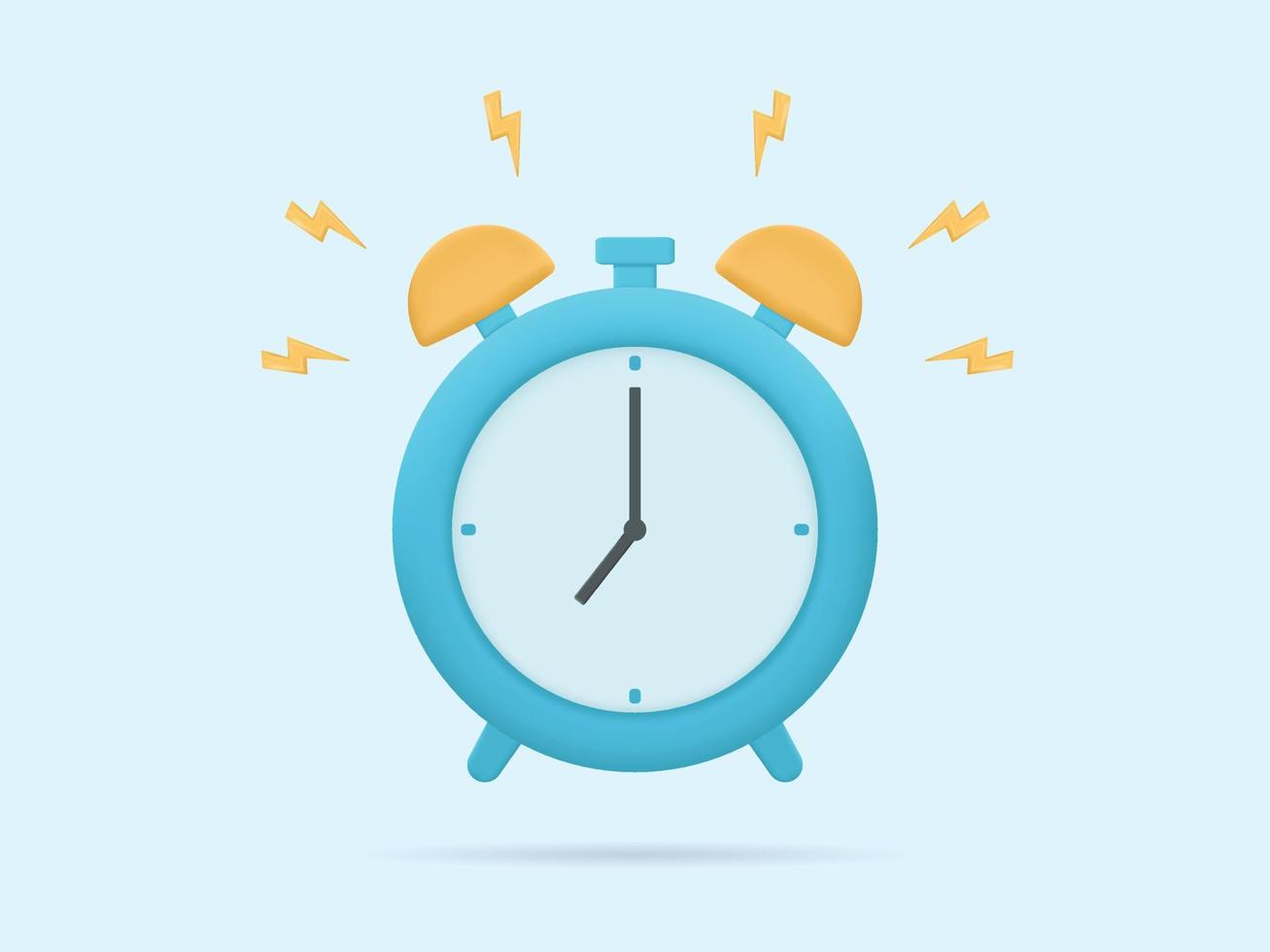 3D alarm clock. Alarming ring illustration vector