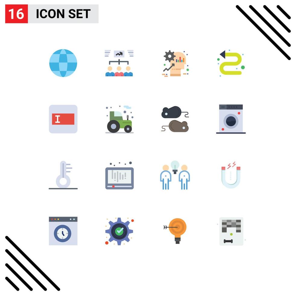 Flat Color Pack of 16 Universal Symbols of form indicator brain directional productivity Editable Pack of Creative Vector Design Elements