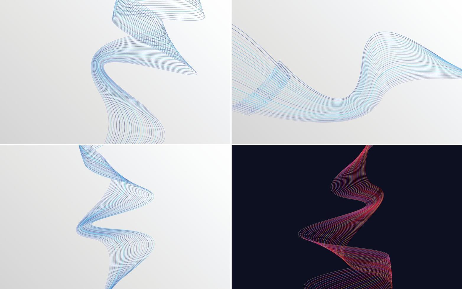 paquete de fondo de vector abstracto de curva de onda moderna para un diseño contemporáneo y limpio
