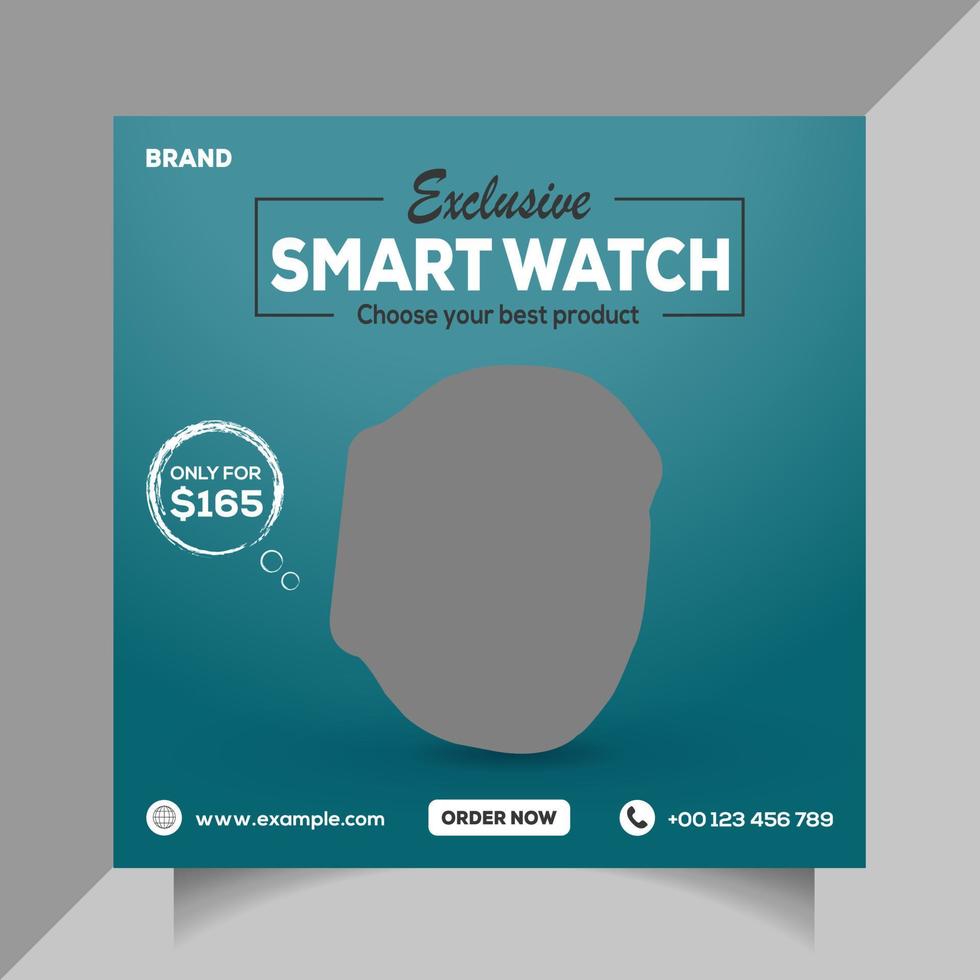 Wrist Watch sale discount template. Smartwatch product sale social media post vector. Gadget product advertising template design.Clock business promotional template. Free Vector