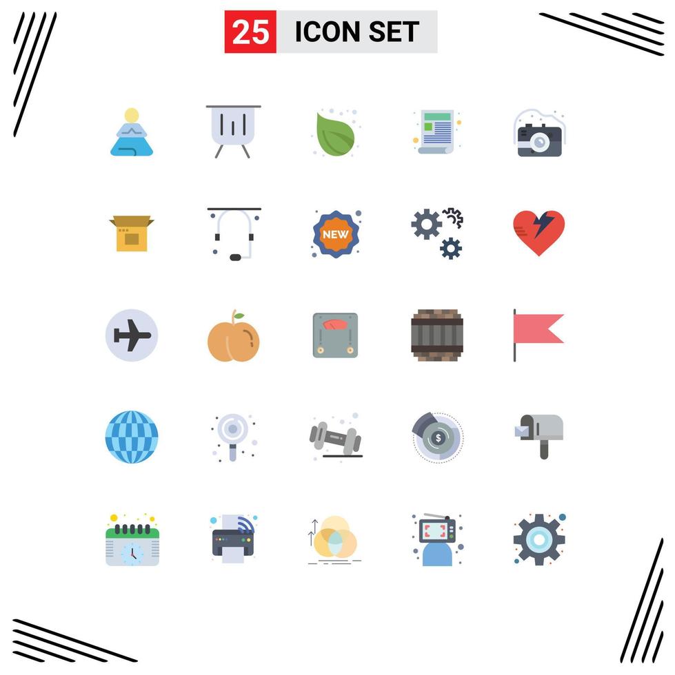 25 iconos creativos, signos y símbolos modernos de la cámara, página de presentación web, árbol, elementos de diseño vectorial editables vector