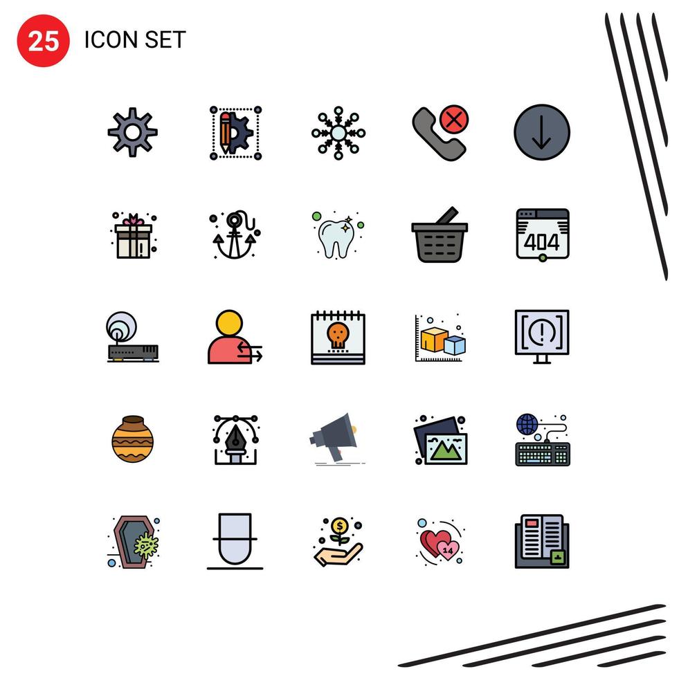 Universal Icon Symbols Group of 25 Modern Filled line Flat Colors of down arrow snow remove mobile Editable Vector Design Elements