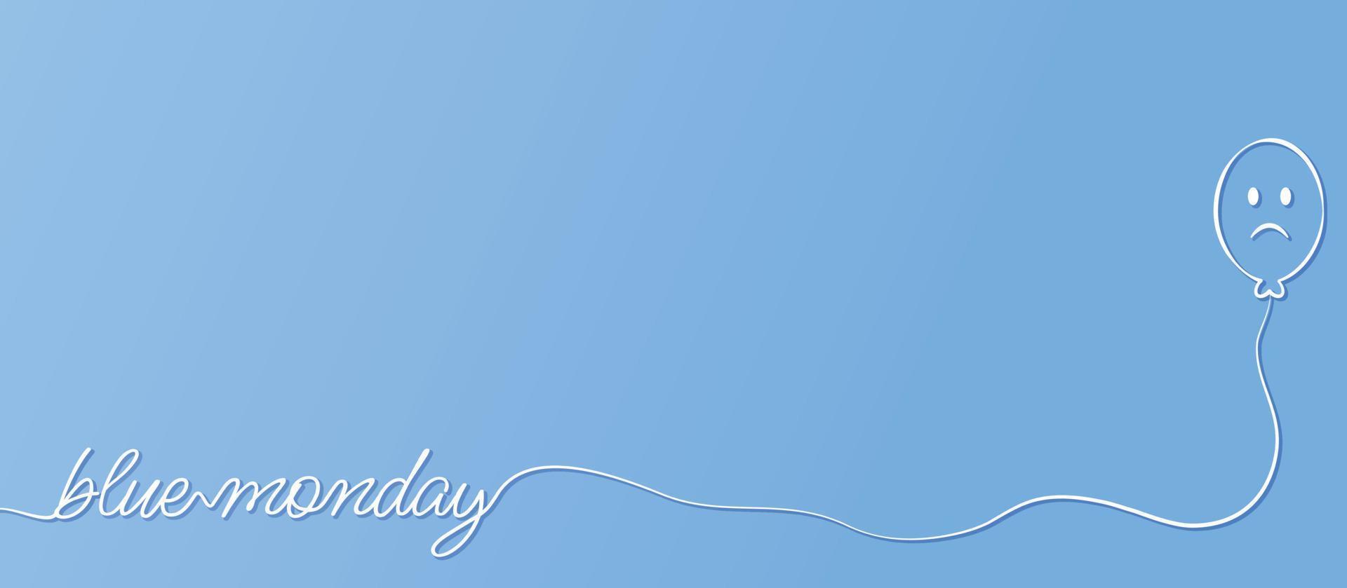 Blue monday. Blue background. Simple sad balloon. vector