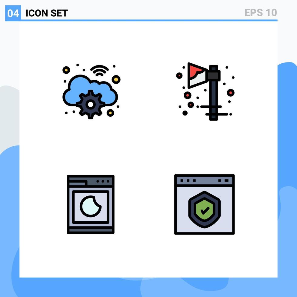 Set of 4 Modern UI Icons Symbols Signs for cloud machine digital halloween clean Editable Vector Design Elements
