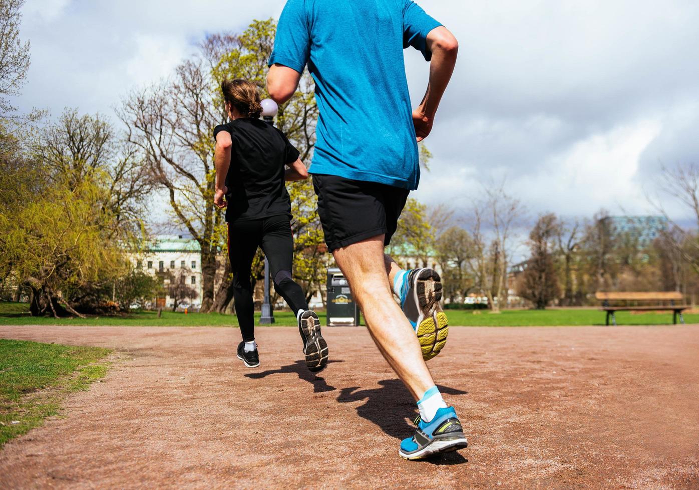 Gothenburg, Sweden 03 05 2017 unknown people running in the park. jogging concept photo