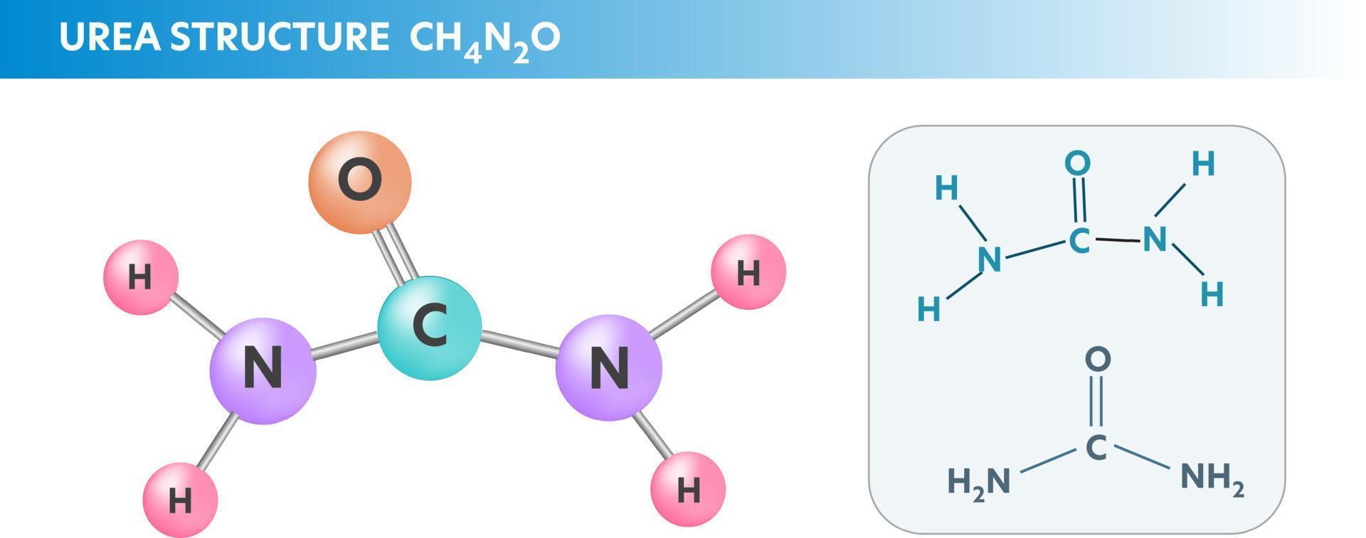 urea, carbamida. fórmula de molécula química estructural, ilustración vectorial. vector