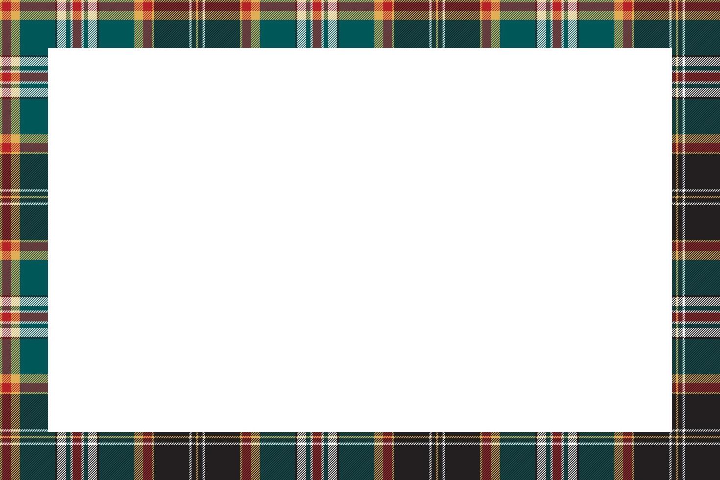 Rectangle frame vector vintage pattern design template. Border designs plaid fabric texture. Scottish tartan background for collage art, gif card, handmade crafts.