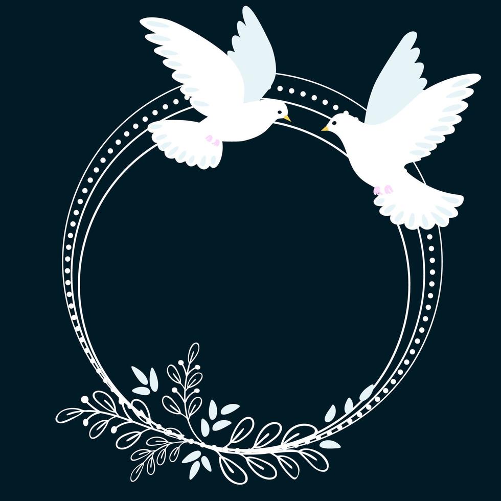 Vector illustration of two doves. Symbol of peace and freedom. Use for your design.