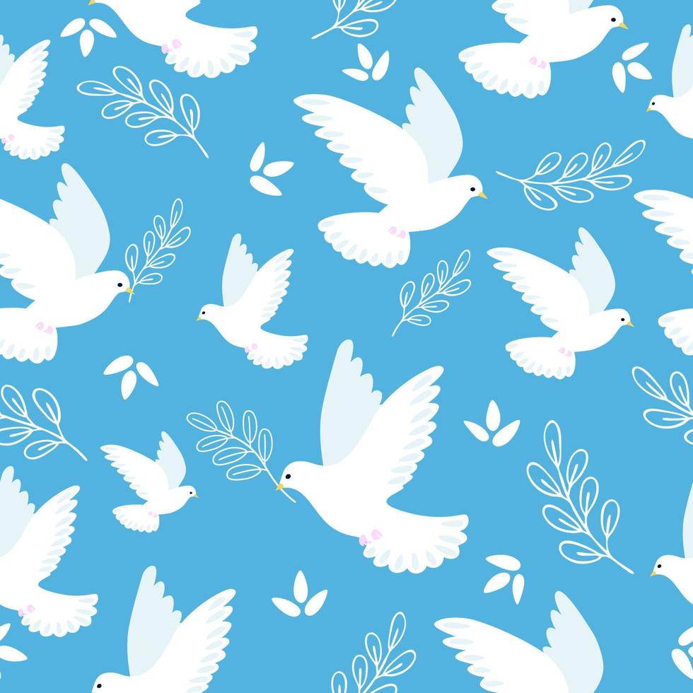 patrón transparente de vector con palomas blancas. símbolo de paz y libertad. utilizar para su diseño.