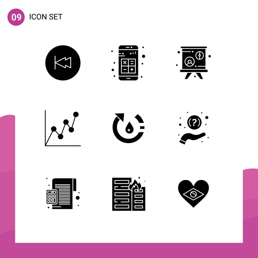 Stock Vector Icon Pack of 9 Line Signs and Symbols for ecology money calculator card presentation Editable Vector Design Elements