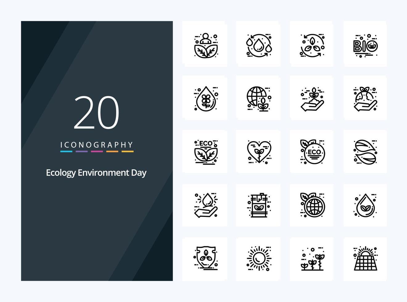 20 Ecology Outline icon for presentation vector