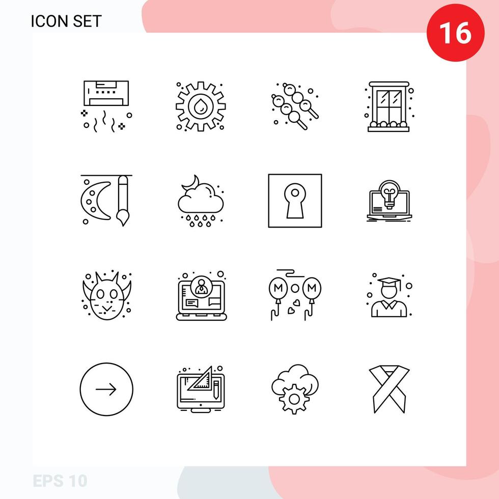 Group of 16 Modern Outlines Set for art home oil frame decoration Editable Vector Design Elements