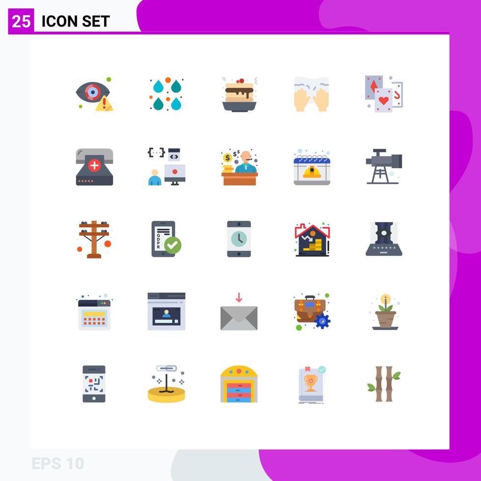Mobile Interface Flat Color Set of 25 Pictograms of text type edit massage food Editable Vector Design Elements