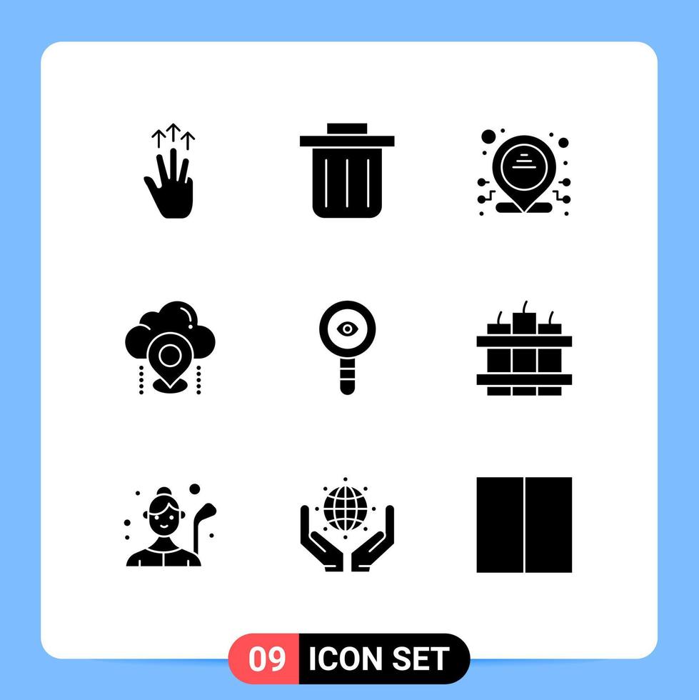 Modern Set of 9 Solid Glyphs Pictograph of laboratory chemical ip biology map Editable Vector Design Elements