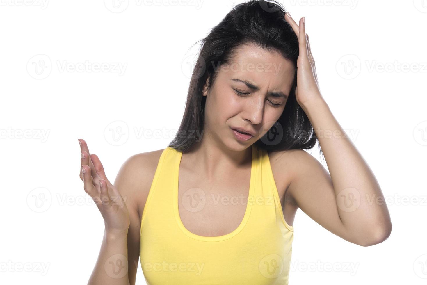 woman with big headache photo