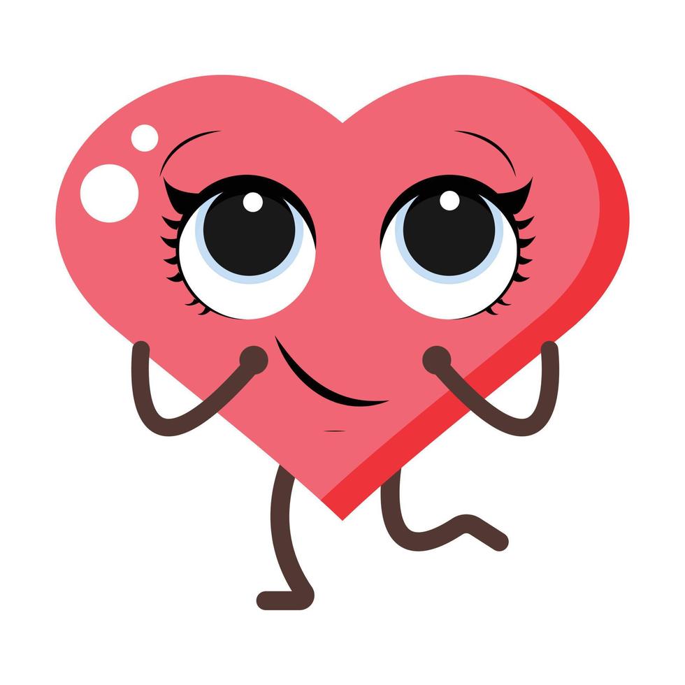 Cartoon heart character.  Cute love symbols with face vector