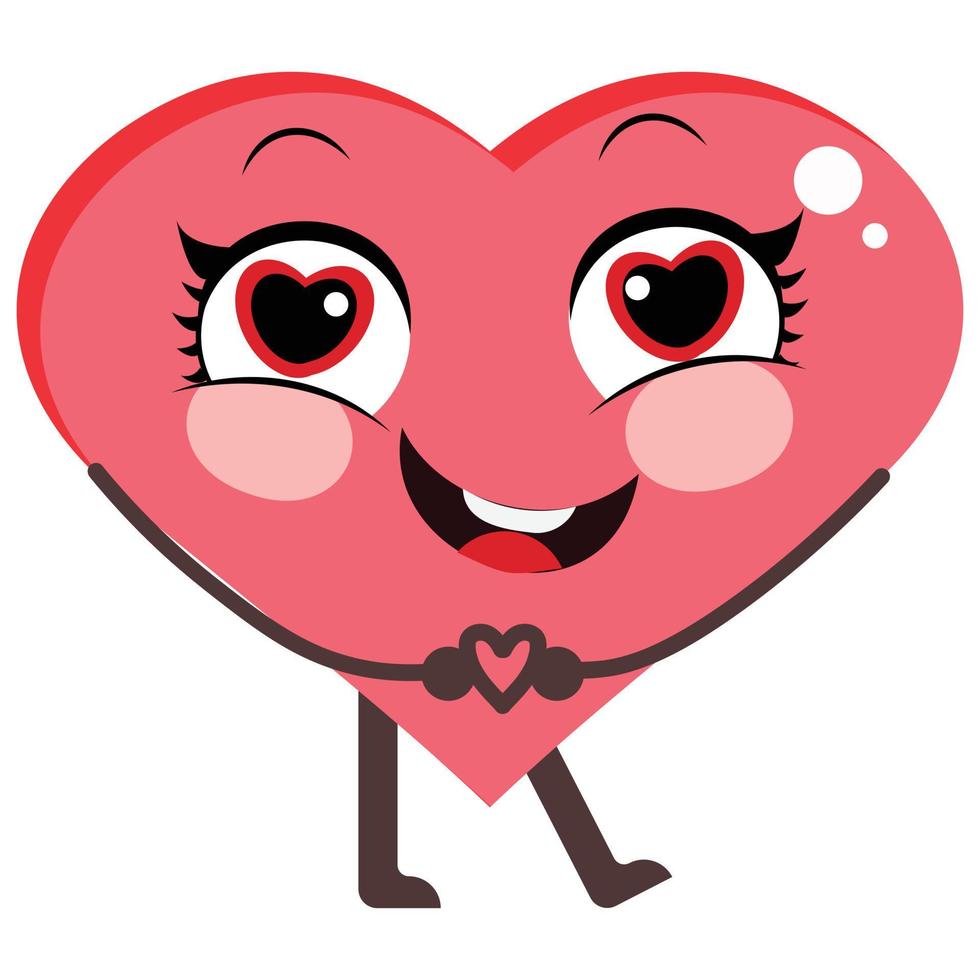 Cartoon heart character.  Cute love symbols with facee vector