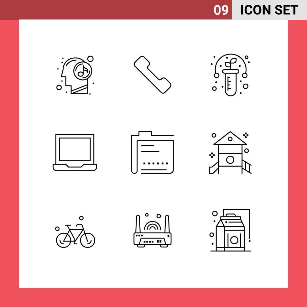Mobile Interface Outline Set of 9 Pictograms of content setting plant preference configure Editable Vector Design Elements