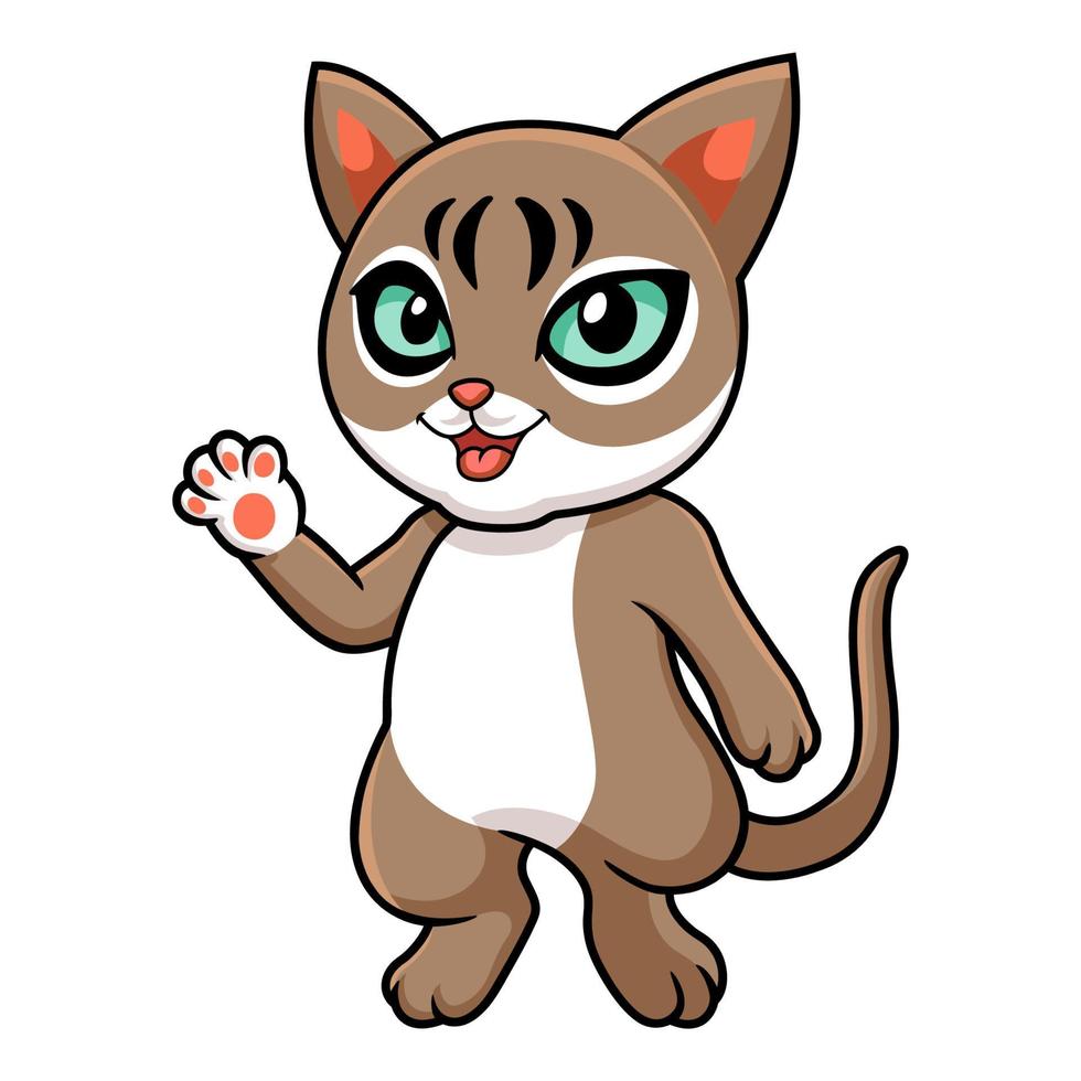 Cute singapura cat cartoon waving hand vector