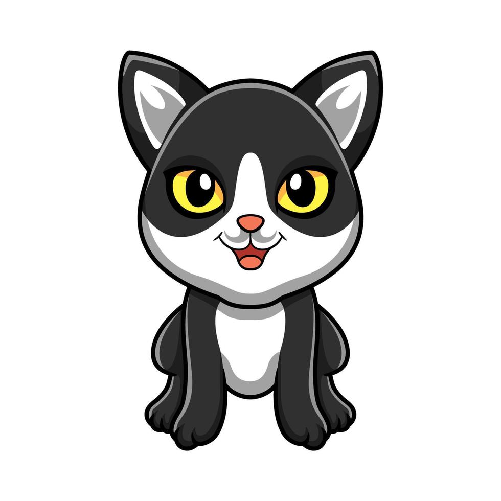 Cute black smoke cat cartoon vector