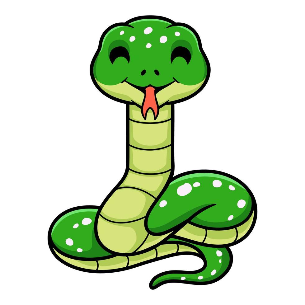 Cute green tree python cartoon vector