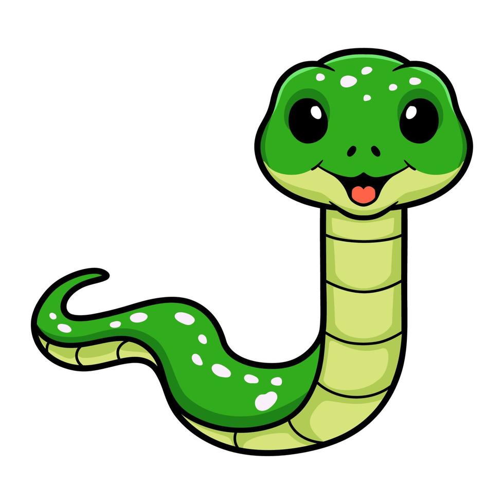 Cute green tree python cartoon vector