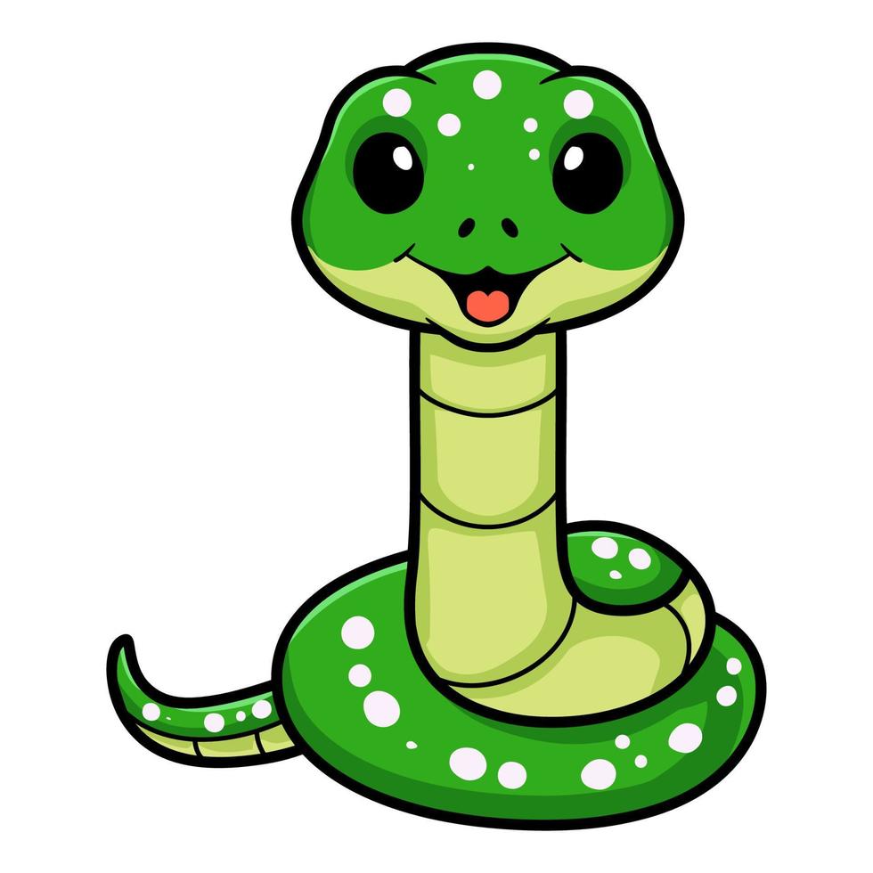 Cute green tree python cartoon 17157599 Vector Art at Vecteezy