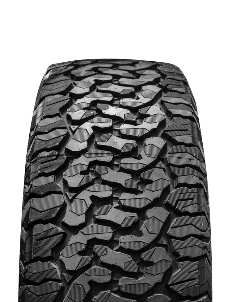 Off-road tire tread isolated on white background with clipping path photo