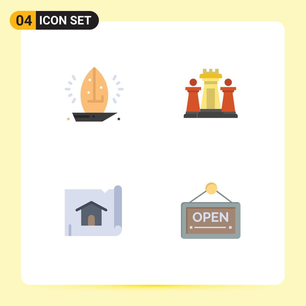 Set of 4 Commercial Flat Icons pack for boat technology sailboat computer construction Editable Vector Design Elements