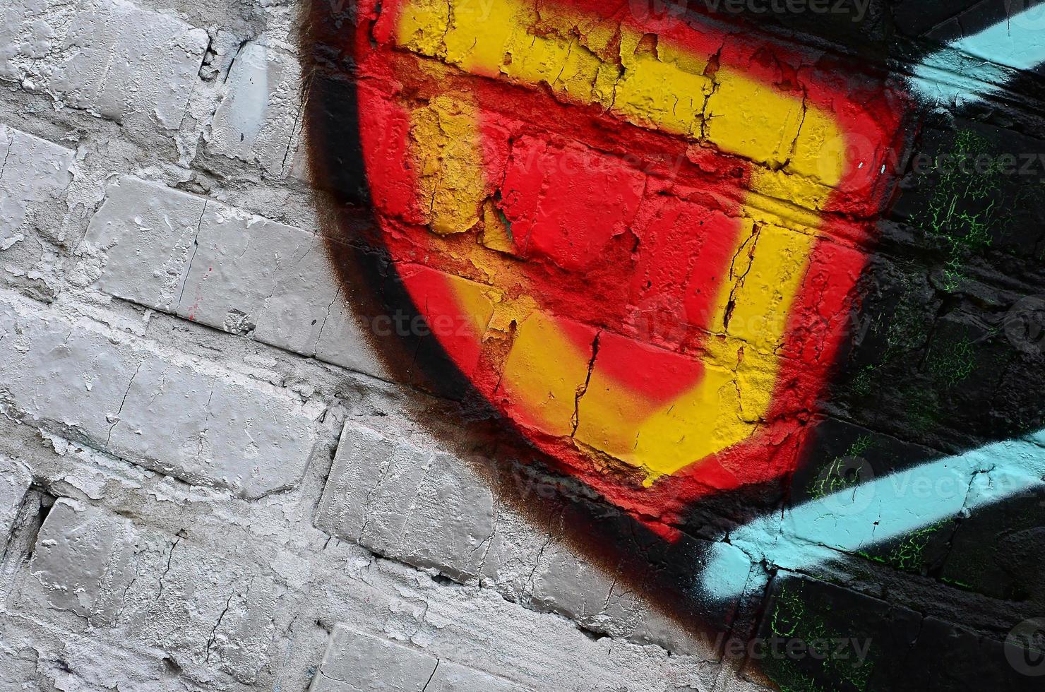 Street art. Abstract background image of a fragment of a colored graffiti painting in chrome and red tones photo