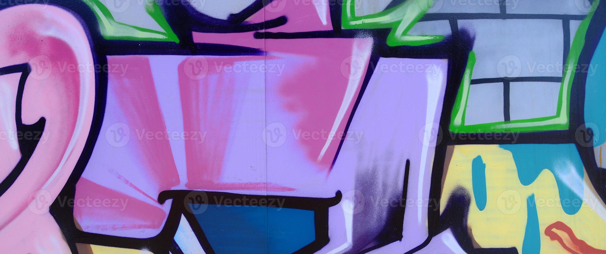 Street art. Abstract background image of a fragment of a colored graffiti painting in cosmic blue and violet tones photo