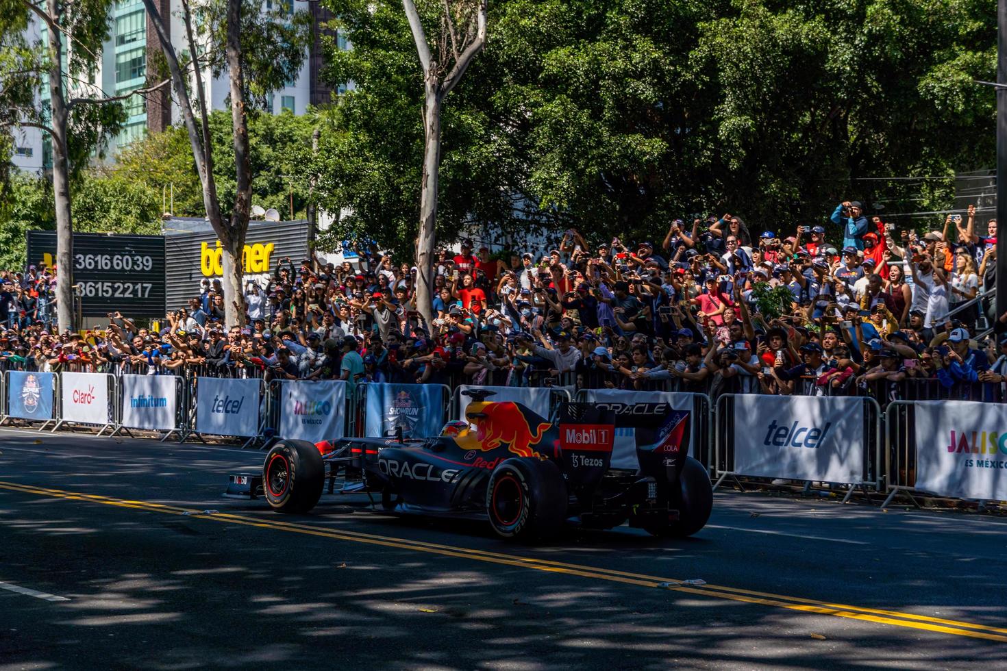 GUADALAJARA, MEXICO - OCTOBER 25 2022 Showrun Checo Perez, formula 1 red bull single seater rb7 photo