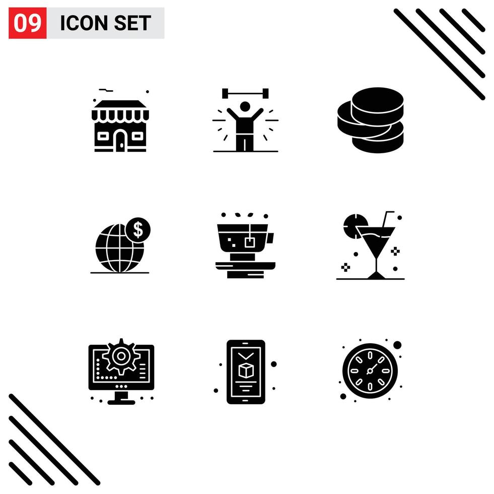 9 Creative Icons Modern Signs and Symbols of leaf globe lifting business dollar Editable Vector Design Elements