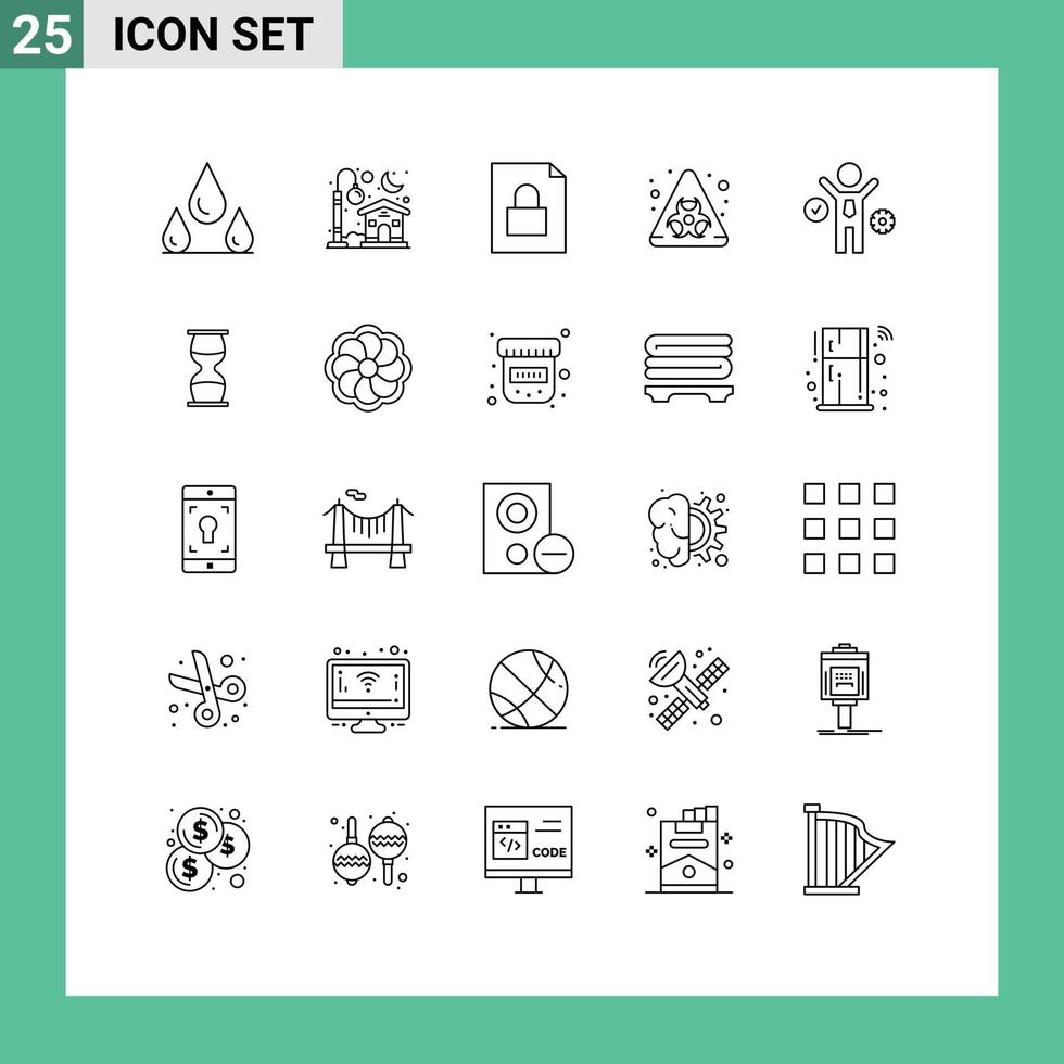 Line Pack of 25 Universal Symbols of business process file idea hazard Editable Vector Design Elements
