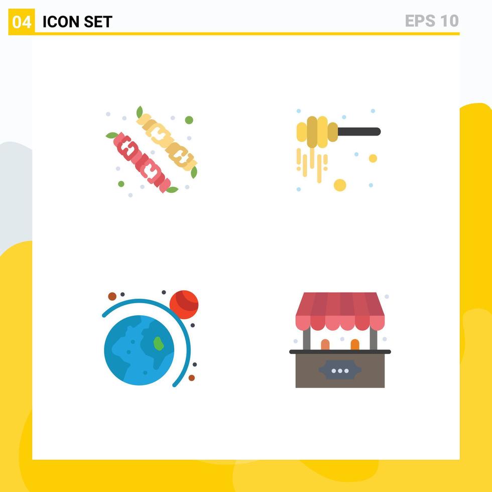 Flat Icon Pack of 4 Universal Symbols of camping system dipper nectar fun Editable Vector Design Elements