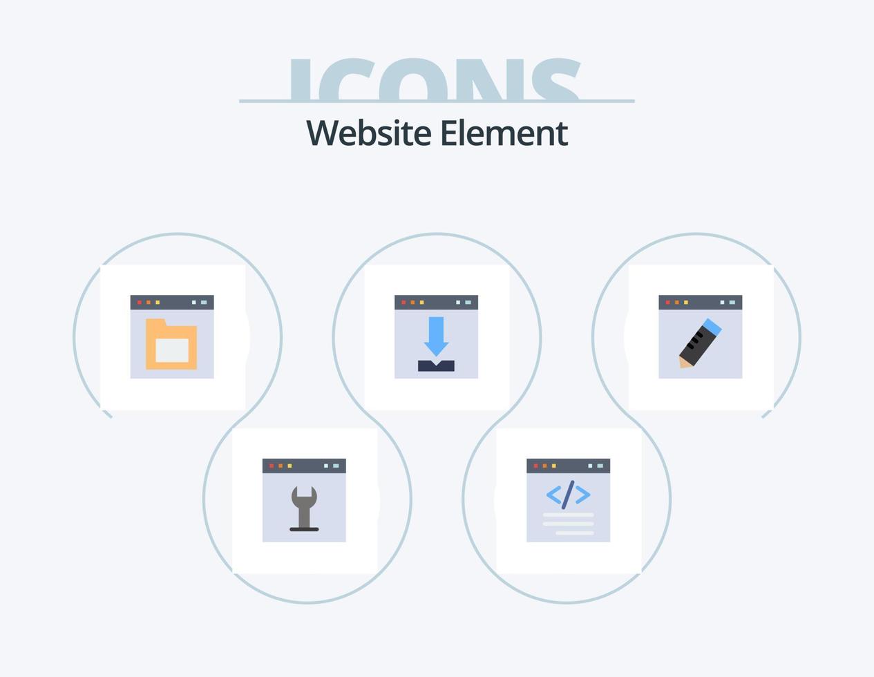 Website Element Flat Icon Pack 5 Icon Design. download. arrows. html. interface. file vector