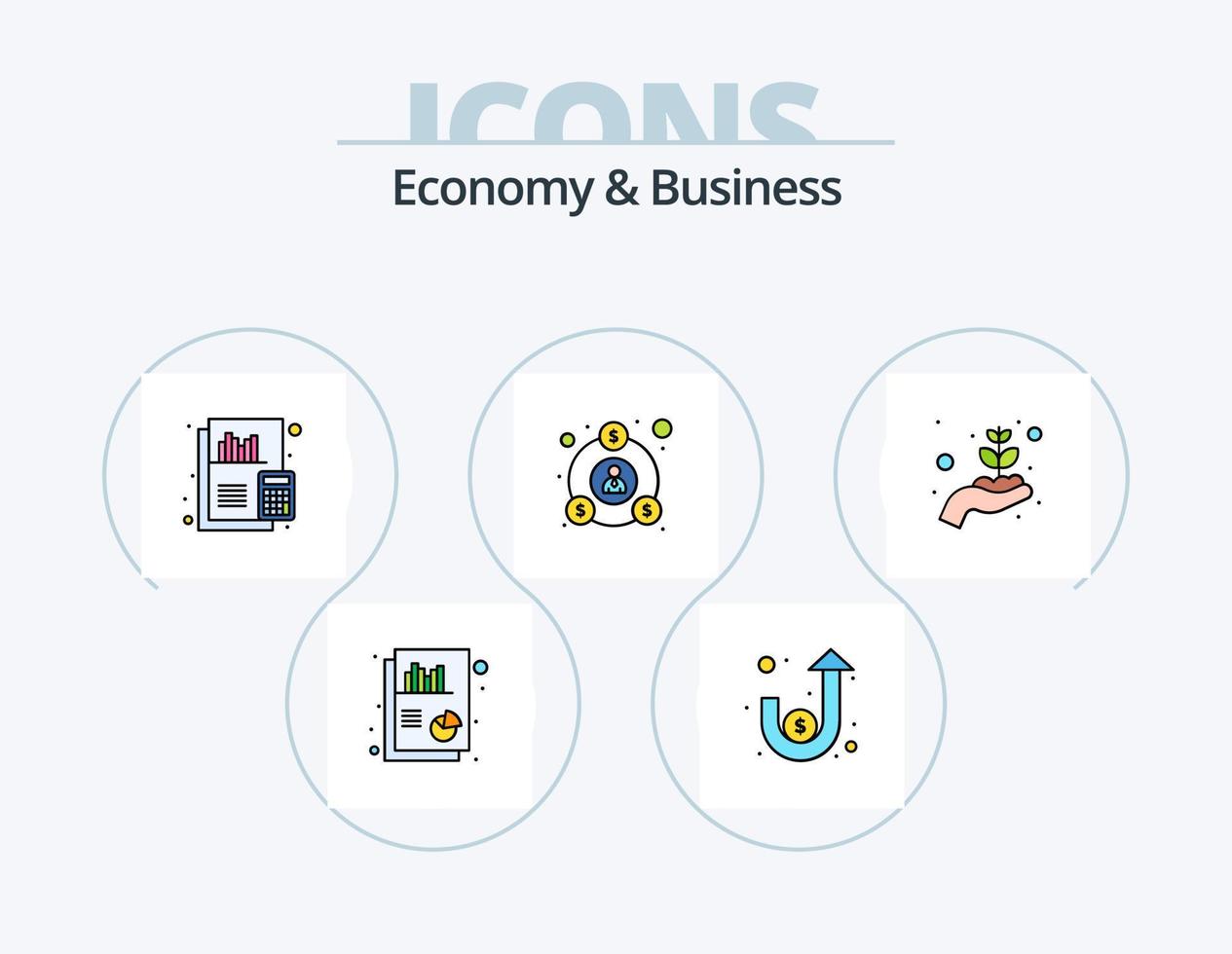 paquete de iconos llenos de línea de economía y negocios 5 diseño de iconos. negocio. seguridad. documento. seguridad. computadora vector