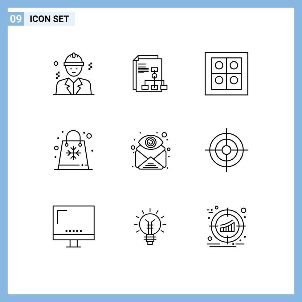 Modern Set of 9 Outlines and symbols such as email shopping gas seasons sale Editable Vector Design Elements