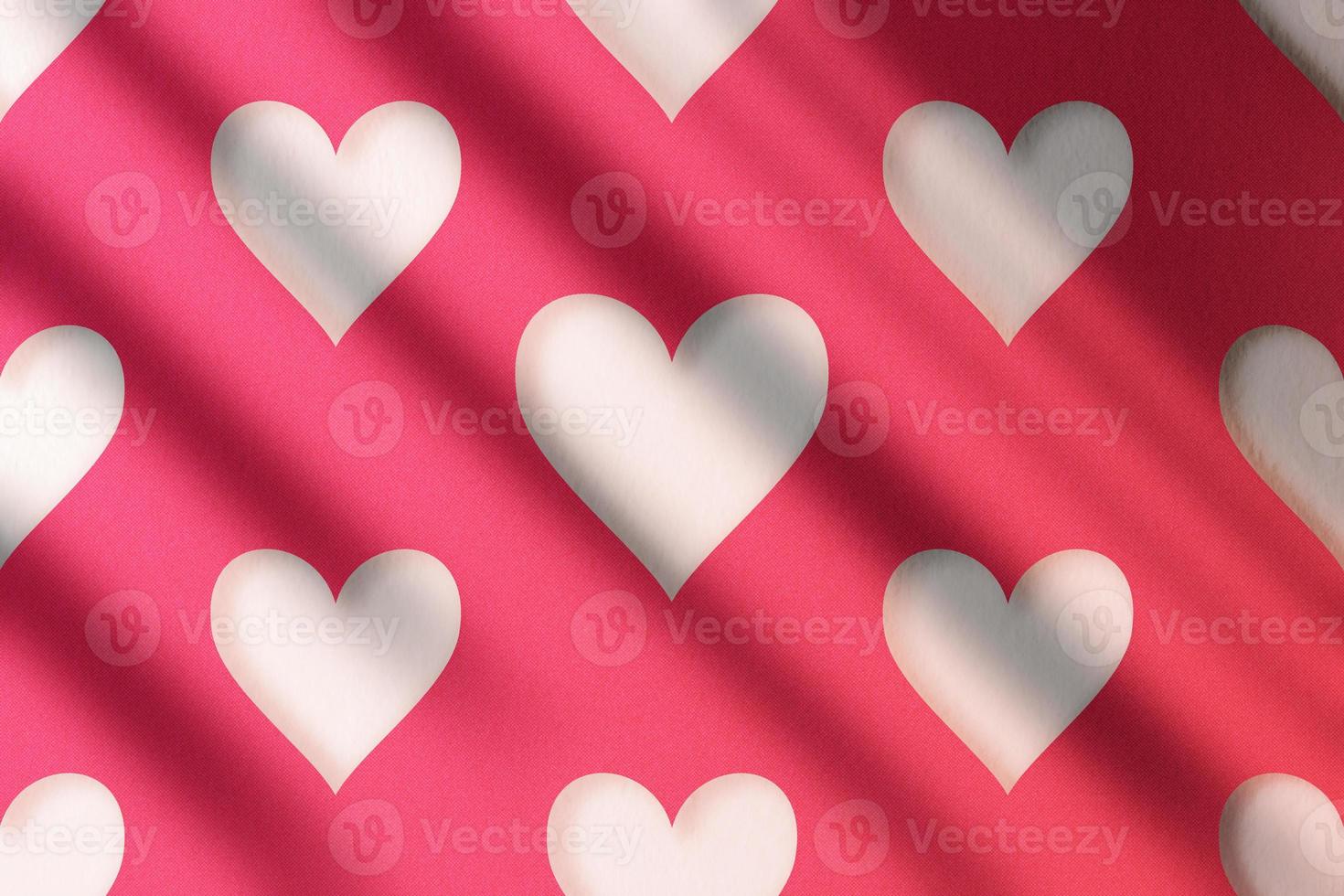 Valentines day heart pattern illustration with pink red background and moody shadows. photo