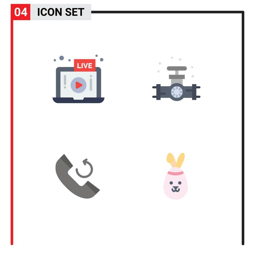 Group of 4 Flat Icons Signs and Symbols for live phone laptop plumber robbit Editable Vector Design Elements