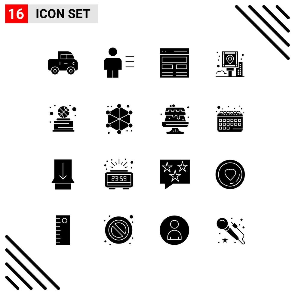 Set of 16 Modern UI Icons Symbols Signs for route navigation communication guide user Editable Vector Design Elements